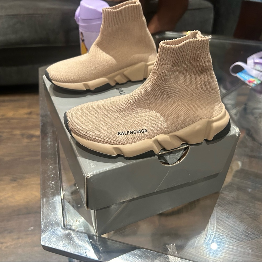 Authentic Tan Kids Balenciaga Sock Sneakers
